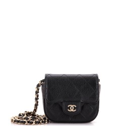 Classic Square Flap Clutch with Chain Quilted Caviar Mini
