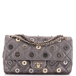 Paris-Dubai Medals Flap Bag Embellished Quilted Perforated Lambskin Medium