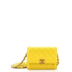 Lacquered Metal CC Clutch with Chain Quilted Lambskin