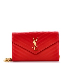 Classic Monogram Wallet on Chain Matelasse Chevron Leather Medium