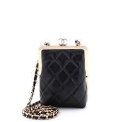 CC Frame Clutch with Chain Quilted Lambskin and Plexiglass