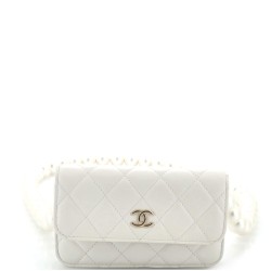 Pearl Strap Clutch with Chain Quilted Calfskin