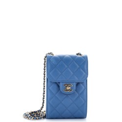CC Flap Phone Holder Crossbody Bag Quilted Caviar