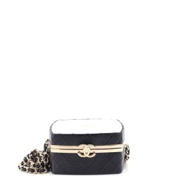 CC Make-Up Box Clutch with Chain Quilted Lambskin and Metal Small
