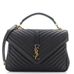 Classic Monogram College Bag Matelasse Chevron Leather Large