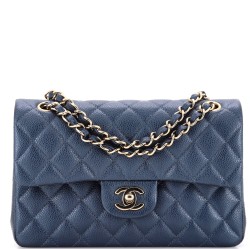 Classic Double Flap Bag Quilted Caviar Small