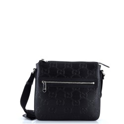 Front Zip Messenger GG Embossed Perforated Leather Small