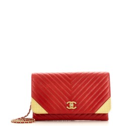 Rock The Corner Flap Clutch on Chain Chevron Calfskin