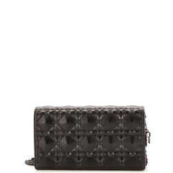 Lady Dior Wallet on Chain Pouch Diamond Motif Cannage Calfskin Long