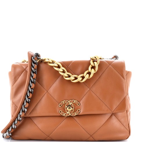 19 Flap Bag Quilted Leather Large