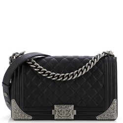 Paris-Dallas Boy Flap Bag Quilted Calfskin with Metal Adornments Old Medium