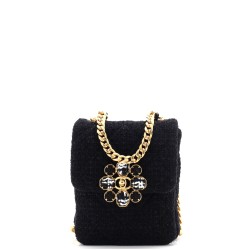 North South CC Bijoux Chain Flap Quilted Tweed Mini