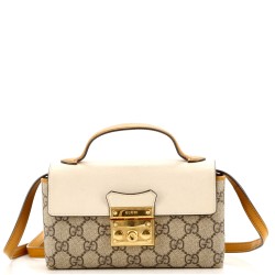 Padlock Top Handle Bag GG Coated Canvas and Leather Mini