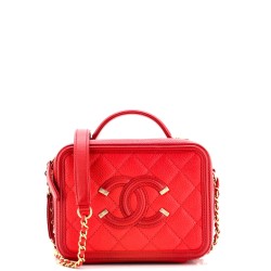 Filigree Vanity Case Quilted Caviar Small