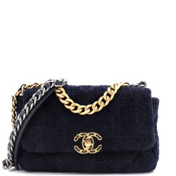 19 Flap Bag Quilted Tweed Medium