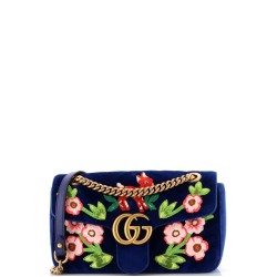 GG Marmont Flap Bag Embroidered Matelasse Velvet Small