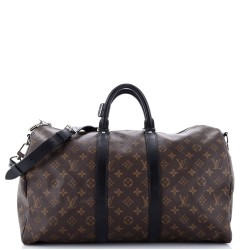 Keepall Bandouliere Bag Macassar Monogram Canvas 45