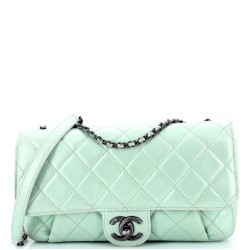 Pleated Chain Flap Bag Quilted Calfskin Medium