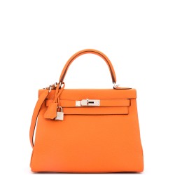 Kelly Handbag Feu Clemence with Palladium Hardware 28
