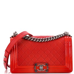 Boy Flap Bag Quilted Goatskin with Patent Old Medium