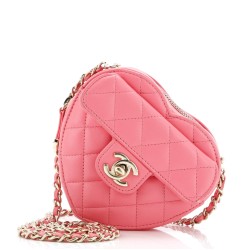 CC in Love Heart Clutch with Chain Quilted Lambskin