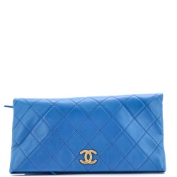 CC Foldover Clutch Quilted Lambskin Large