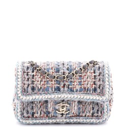 Classic Single Flap Bag Braided Quilted Tweed Mini