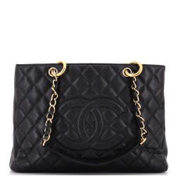 Grand Shopping Tote Quilted Caviar