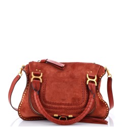 Marcie Satchel Whipstitch Studded Suede Medium