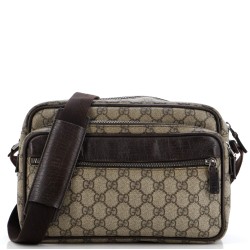 Front Zip Camera Bag GG Coated Canvas with Leather Medium