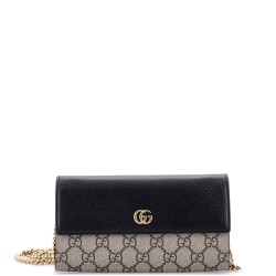 GG Marmont Continental Chain Wallet GG Coated Canvas and Leather