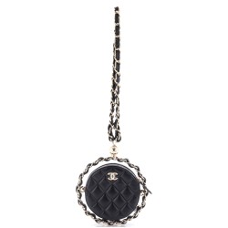 Frame Chain Around Round Clutch with Chain Quilted Lambskin Mini