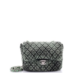 Denimpression Flap Bag Quilted Distressed Denim Small