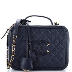 Filigree Vanity Case Quilted Caviar Large
