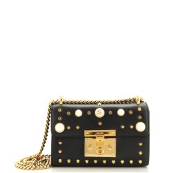 Pearly Padlock Shoulder Bag Studded Leather Small