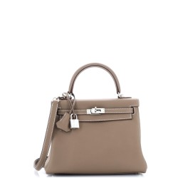 Kelly Handbag Grey Swift with Palladium Hardware 25