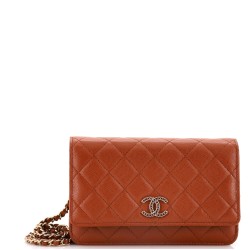 Crystal Woven CC Wallet on Chain Quilted Caviar