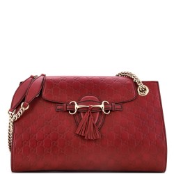 Emily Chain Flap Shoulder Bag Guccissima Leather Large