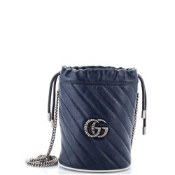 GG Marmont Bucket Bag Diagonal Quilted Leather Mini