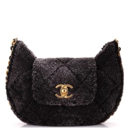 CC Flap Chain Around Hobo Quilted Shearling