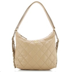 CC Zip Backpack Hobo Quilted Lambskin