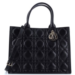 Book Tote with Strap Macrocannage Quilt Calfskin Large