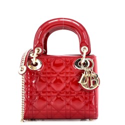 Lady Dior Chain Bag Cannage Quilt Patent Mini