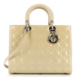 Lady Dior Bag Cannage Quilt Patent Large