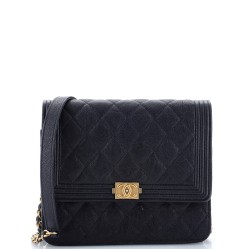 Boy Square Wallet on Chain Quilted Caviar