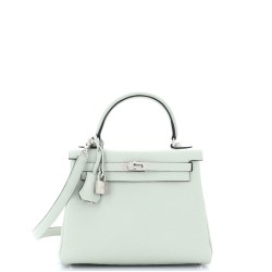 Kelly Handbag Grey Clemence with Palladium Hardware 25