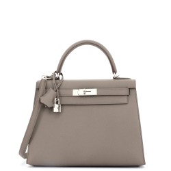 Kelly Handbag Grey Epsom with Palladium Hardware 28