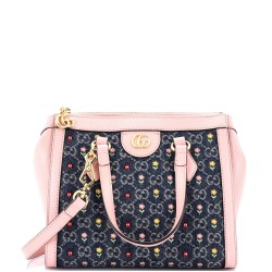 Ophidia Top Handle Tote Flower Embroidered GG Denim Small