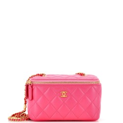 Coco de Toi Heart Vanity Case with Chain Quilted Lambskin Small