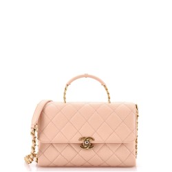 Carry Me Top Handle Flap Bag Quilted Caviar Small